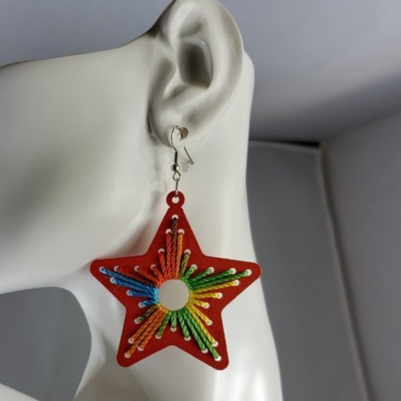 Hand Crafted Jewelry - Kenyan Hand Crafted Wood Earring with Thread